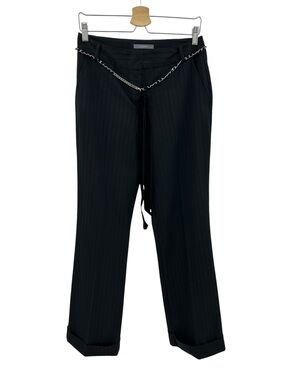 Liz Claiborne Black Audra Pinstripe Trousers with Chain Detail